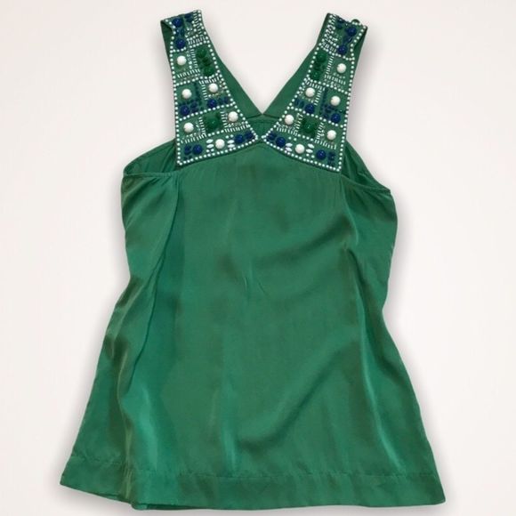 BCBGMAXAZRIA Silk Beaded Sleeveless Blouse - Picture 2 of 11